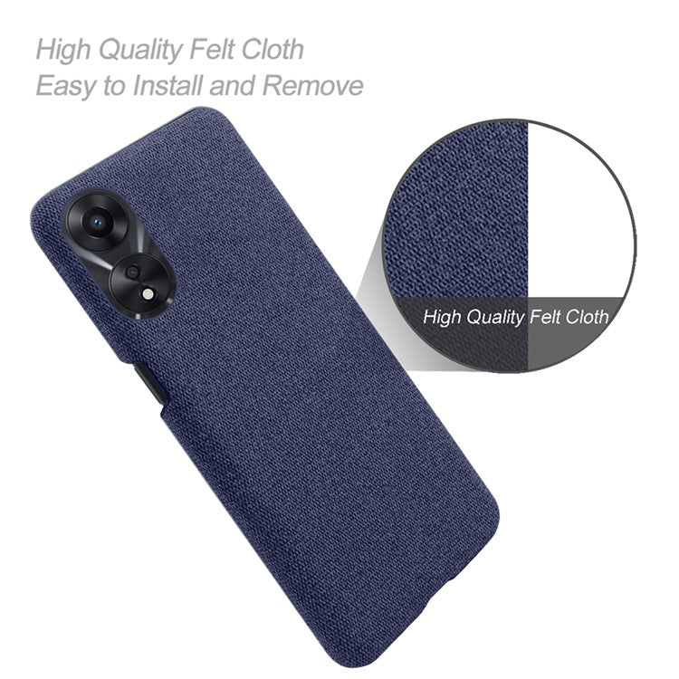 Ultra Slim Smartphone Case For Oppo A58 5G, Anti-fall Solid Color Hard PC Cloth Texture Protective Phone Cover - Blue