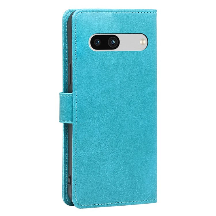 For Google Pixel 7a Calf Texture PU Leather Flip Phone Case Wallet Stand Full Protection Magnetic Closure Phone Cover - Baby Blue