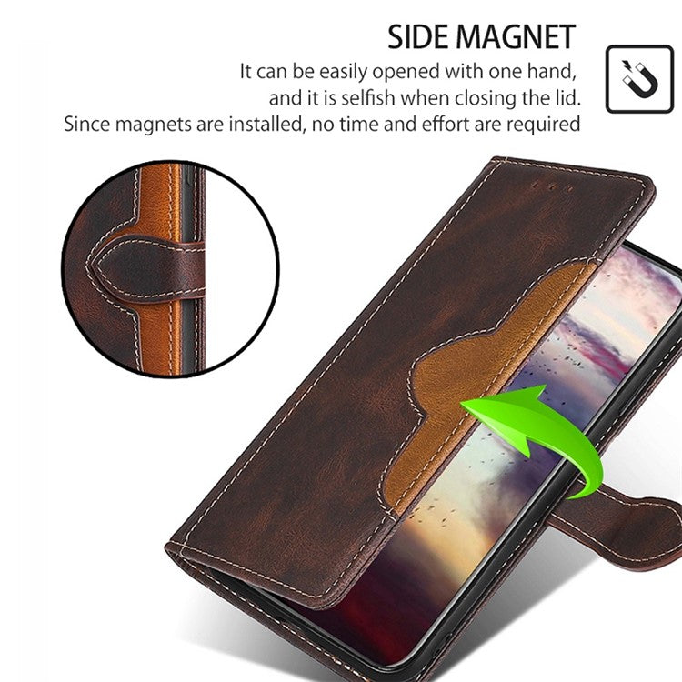 For Google Pixel 7a Straw Hat Pattern PU Leather Phone Case Shockproof Skin-touch Feeling Cell Phone Cover Stand Wallet - Brown