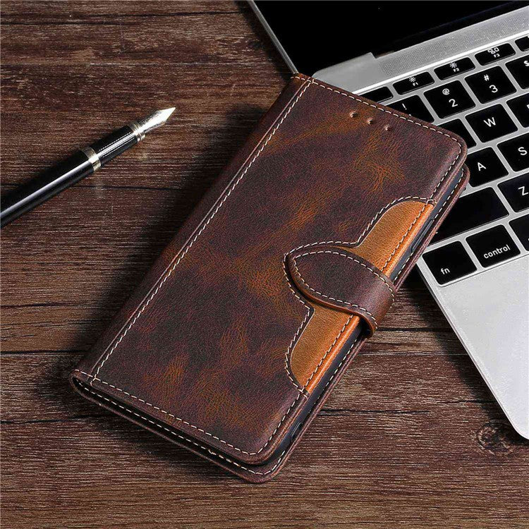 For Google Pixel 7a Straw Hat Pattern PU Leather Phone Case Shockproof Skin-touch Feeling Cell Phone Cover Stand Wallet - Brown