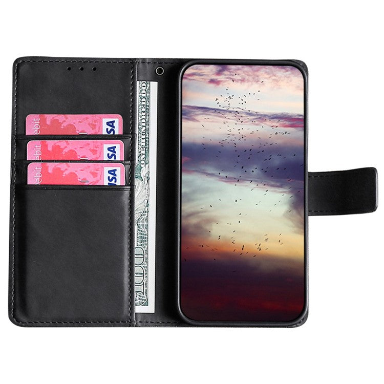 For Google Pixel 7a Crocodile Texture Skin-touch Feeling Phone Case Drop-proof PU Leather Cell Phone Cover with Wallet Stand - Black
