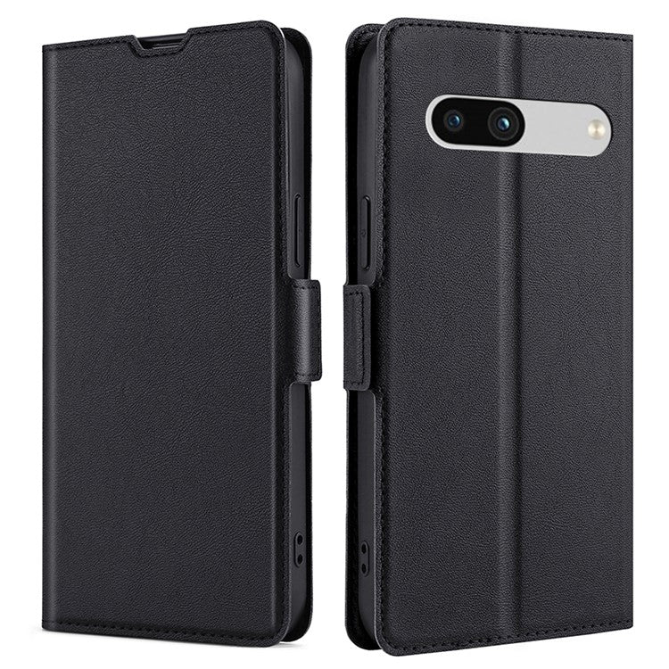 Shockproof Phone Cover For Google Pixel 7a, PU Leather Card Holder Foldable Stand Protective Phone Case - Black