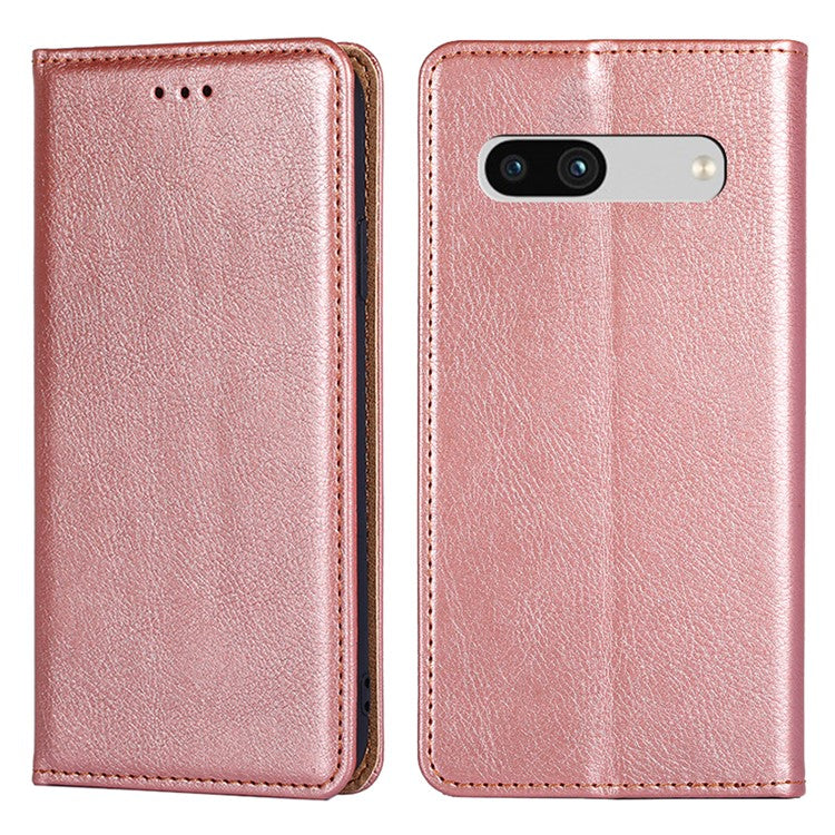 PU Leather Phone Case For Google Pixel 7a, Magnetic Auto-closing Stand Drop-proof Phone Flip Wallet Cover - Rose Gold