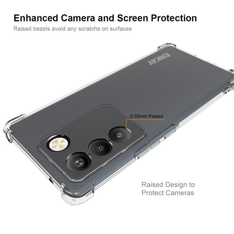 ENKAY HAT PRINCE For vivo S16 Pro / S16 Slim Fit Thickened Corners Phone Case Anti-slip Strip Edge Clear TPU Mobile Phone Cover