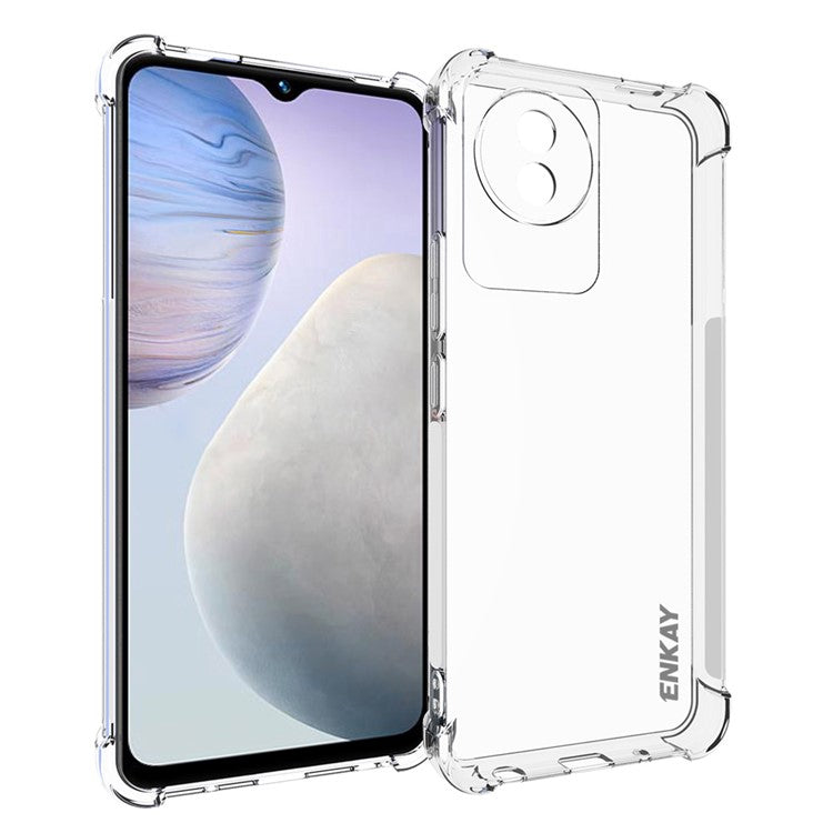 ENKAY HAT PRINCE For vivo Y02 4G Anti-slip Strip Edge Clear TPU Case Thickened Corners Smartphone Cover
