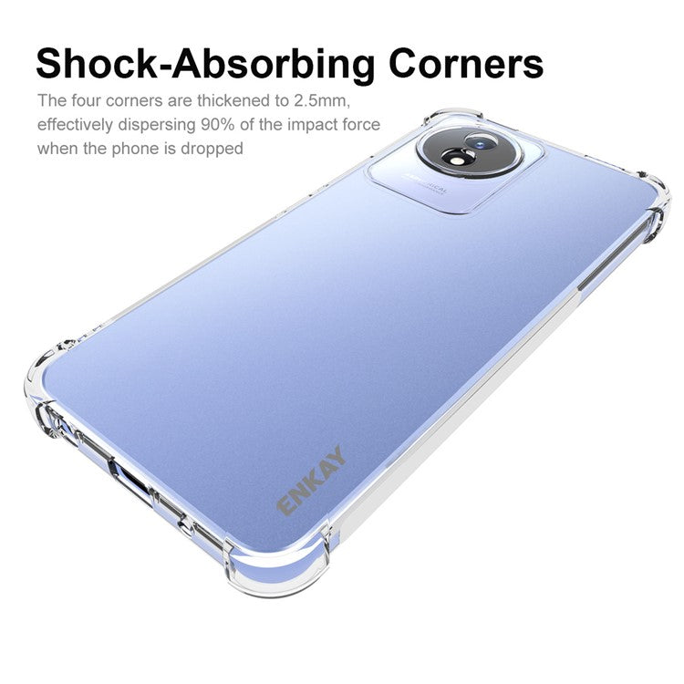 ENKAY HAT PRINCE For vivo Y02 4G Anti-slip Strip Edge Clear TPU Case Thickened Corners Smartphone Cover
