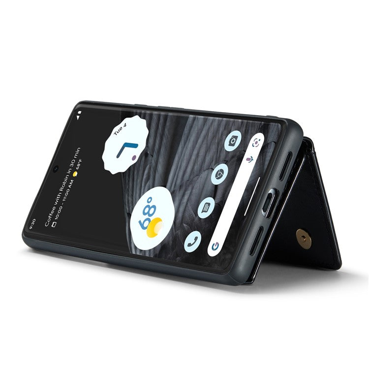 DG.MING M3 Series For Google Pixel 7 Pro 5G Glitter Bling Powder PU Leather Magnetic Anti-drop Phone Cover Detachable PC+TPU Kickstand Wallet Phone Case - Black