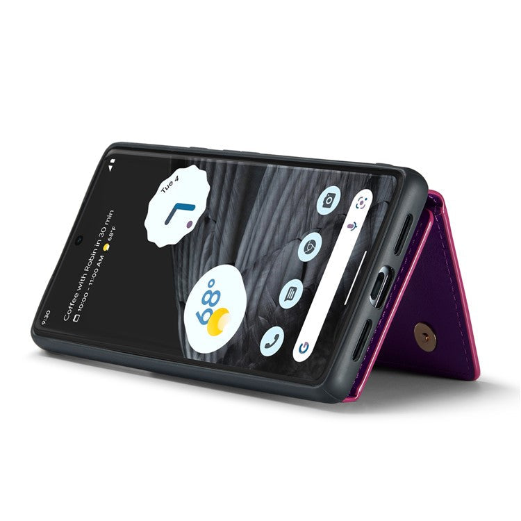 DG.MING M3 Series For Google Pixel 7 Pro 5G Glitter Bling Powder PU Leather Magnetic Anti-drop Phone Cover Detachable PC+TPU Kickstand Wallet Phone Case - Dark Purple