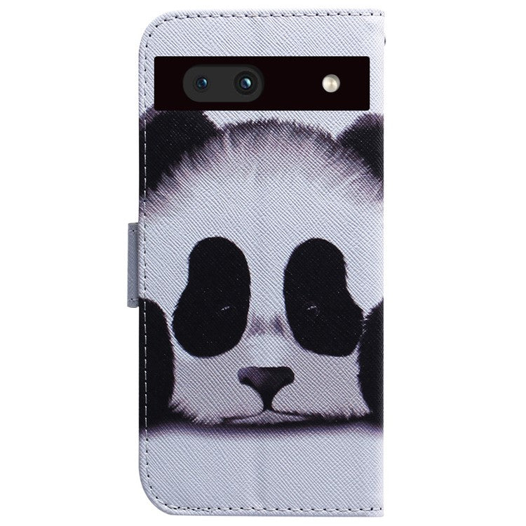 For Google Pixel 7a PU Leather Folio Wallet Case Pattern Printing Stand Magnetic Closure Phone Cover - Panda