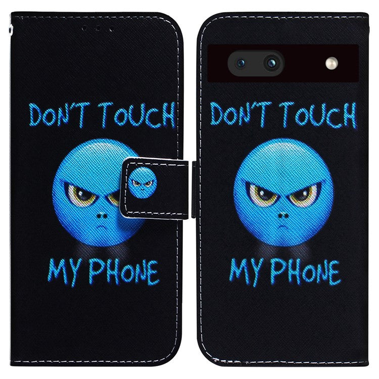 For Google Pixel 7a PU Leather Folio Wallet Case Pattern Printing Stand Magnetic Closure Phone Cover - Don't Touch My Phone