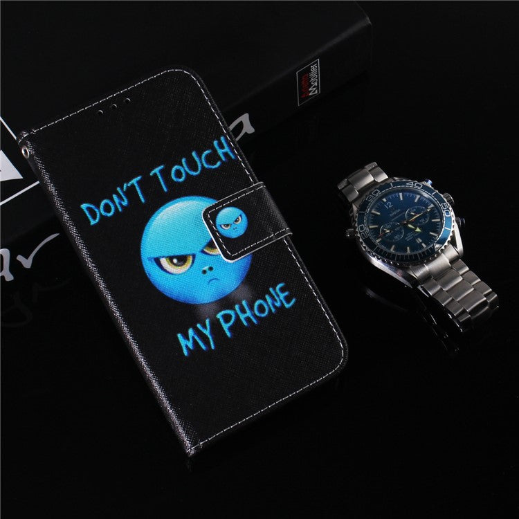 For Google Pixel 7a PU Leather Folio Wallet Case Pattern Printing Stand Magnetic Closure Phone Cover - Don't Touch My Phone