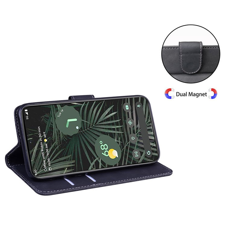 For Google Pixel 7a Skin-touch Feeling Phone Shell Big Butterfly Pattern Printing Wallet PU Leather Stand Cover Case - Black