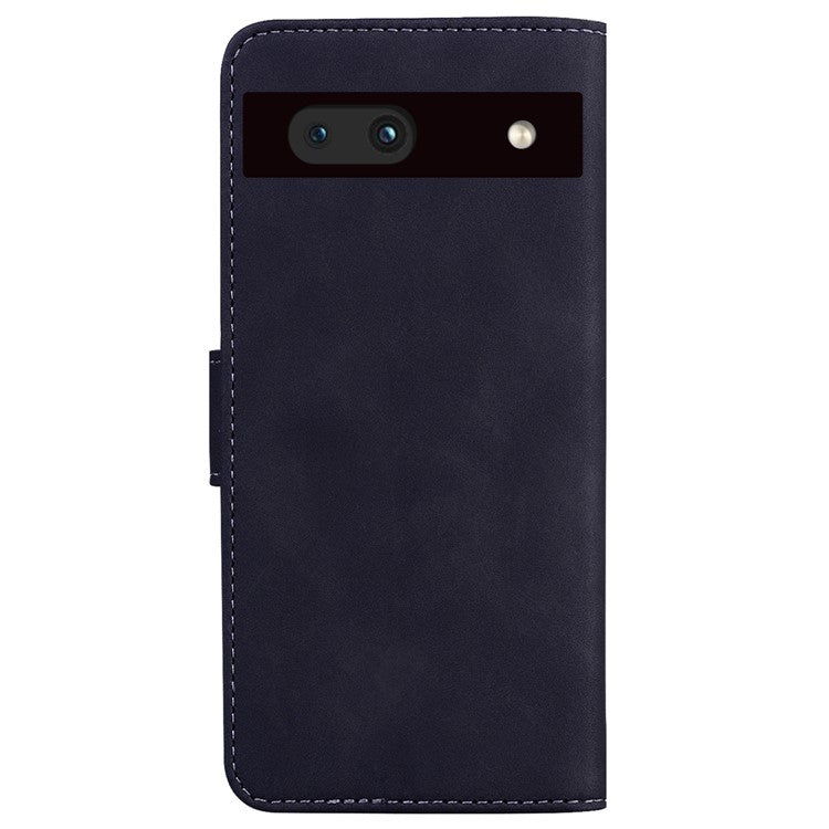 For Google Pixel 7a Skin-touch Feeling Phone Shell Big Butterfly Pattern Printing Wallet PU Leather Stand Cover Case - Black