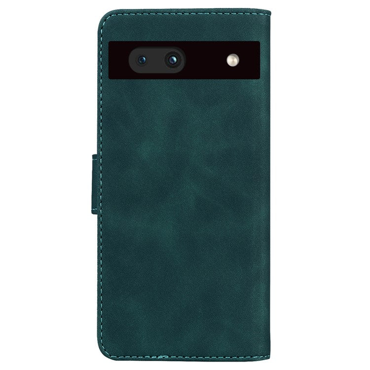 For Google Pixel 7a Skin-touch Feeling Phone Shell Big Butterfly Pattern Printing Wallet PU Leather Stand Cover Case - Green