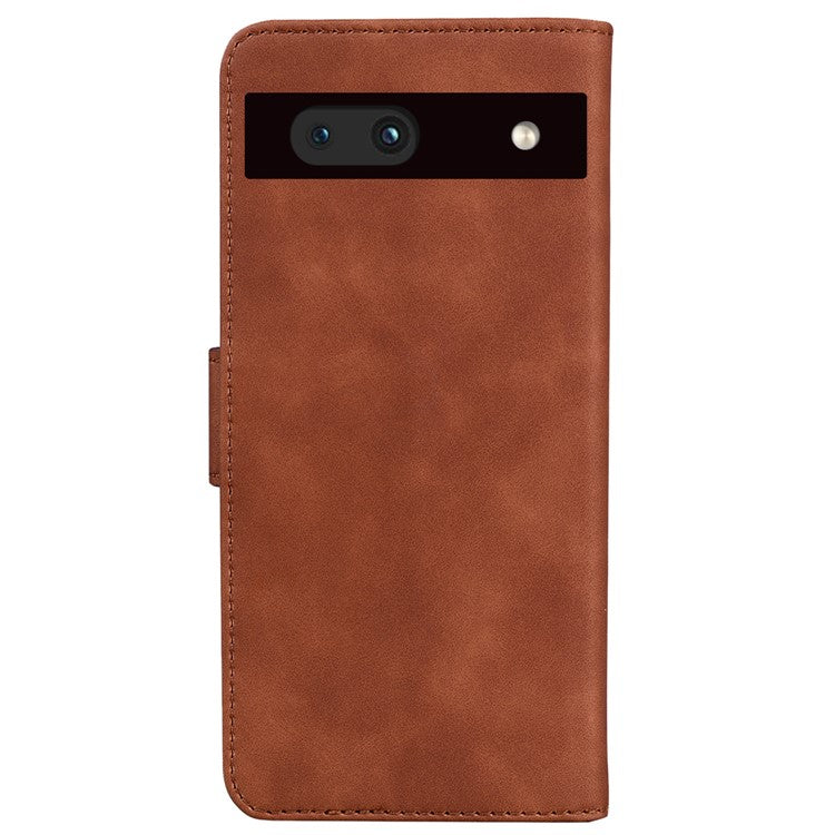 For Google Pixel 7a Skin-touch Feeling Phone Shell Big Butterfly Pattern Printing Wallet PU Leather Stand Cover Case - Brown