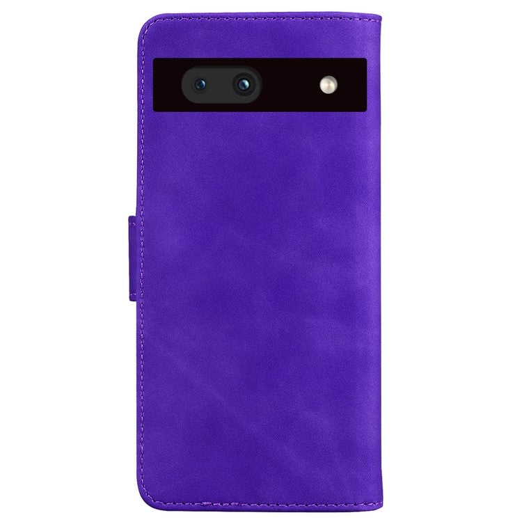 For Google Pixel 7a Skin-touch Feeling Phone Shell Big Butterfly Pattern Printing Wallet PU Leather Stand Cover Case - Purple