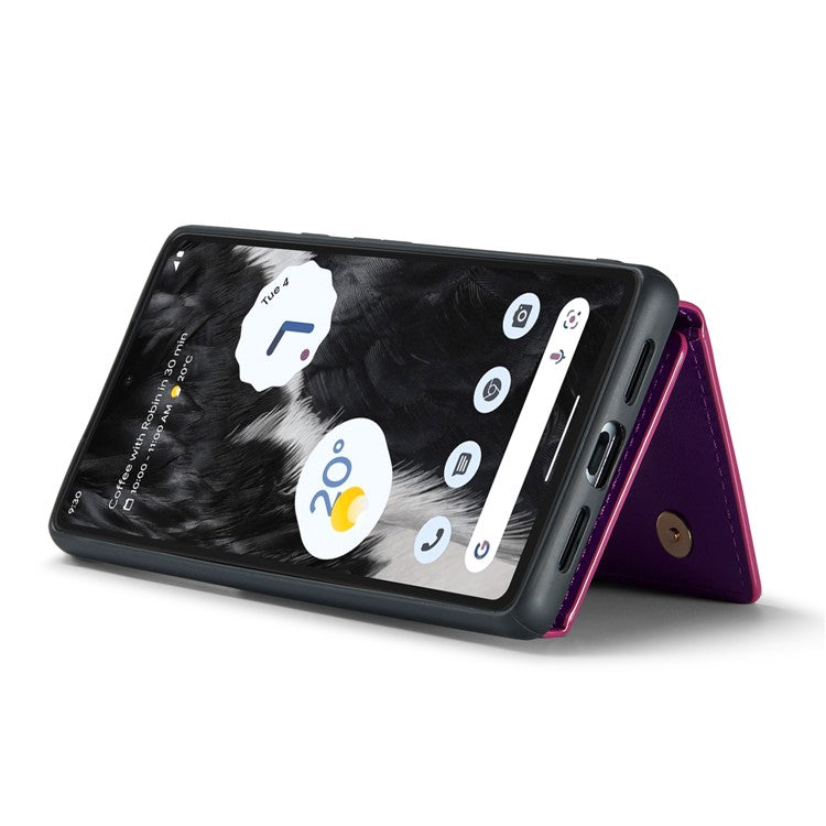 DG.MING M3 Series For Google Pixel 7 5G Magnetic Detachable Glitter Bling Powder PU Leather Phone Cover Wallet Kickstand Shockproof Phone Case - Dark Purple