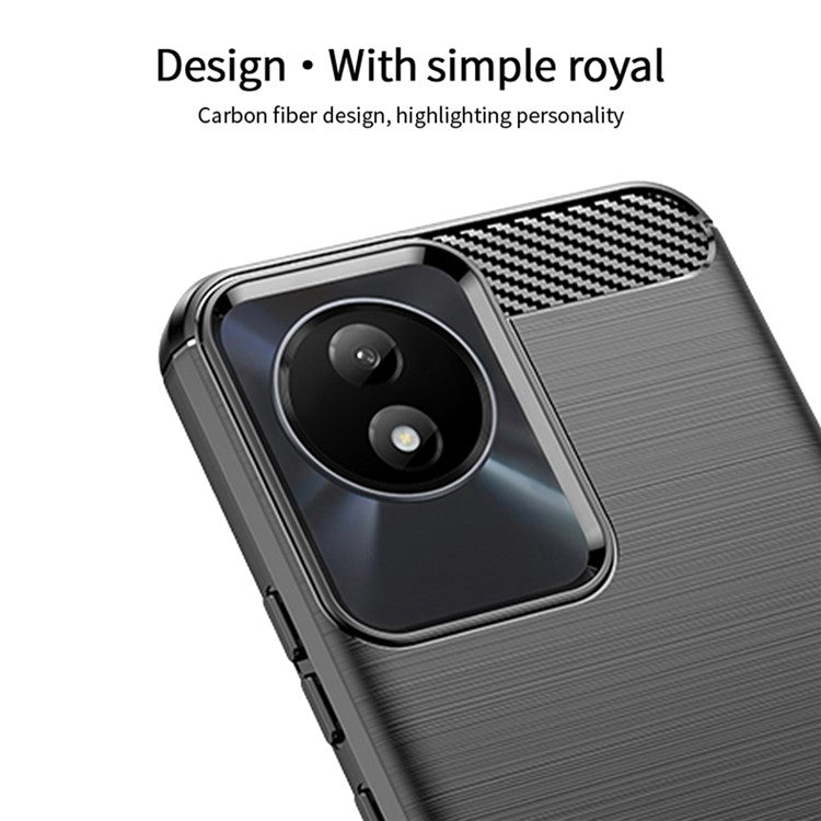 MOFI JK TPU Series-1 for vivo Y02 4G Slim Phone Case Carbon Fiber Brushed Anti-scratch TPU Phone Back Cover - Blue