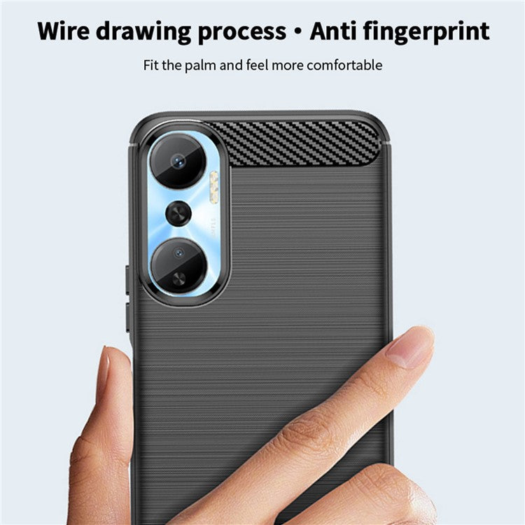 MOFI JK TPU Series-1 for Infinix Hot 20 4G Anti-Fall Protective Slim Smartphone Case Carbon Fiber Brushed TPU Phone Back Cover - Red