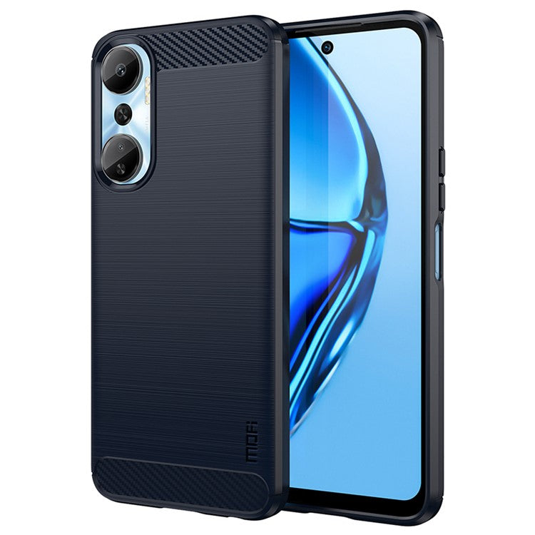 MOFI JK TPU Series-1 for Infinix Hot 20 4G Anti-Fall Protective Slim Smartphone Case Carbon Fiber Brushed TPU Phone Back Cover - Blue