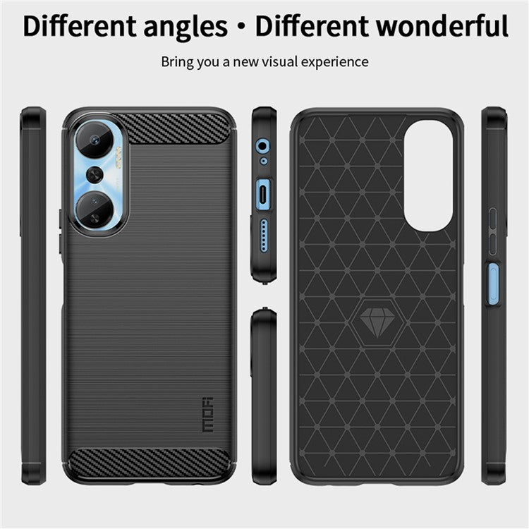 MOFI JK TPU Series-1 for Infinix Hot 20 4G Anti-Fall Protective Slim Smartphone Case Carbon Fiber Brushed TPU Phone Back Cover - Blue