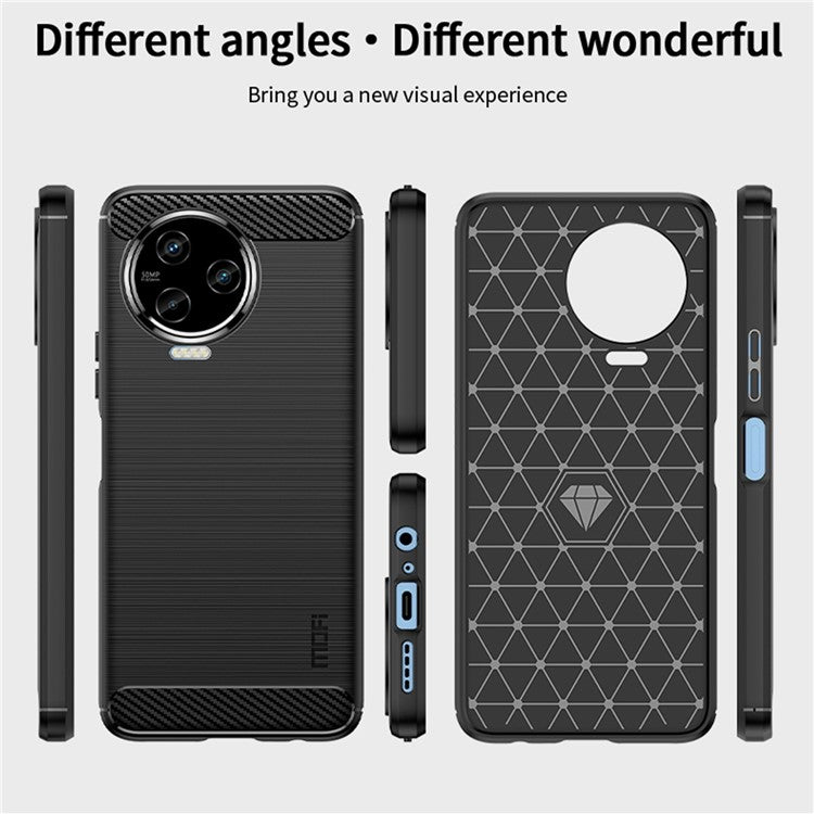 MOFI JK TPU Series-1 Slim Phone Case for Infinix Note 12 Pro 4G / Note 12 (2023) 4G Carbon Fiber Brushed TPU Phone Back Cover - Black