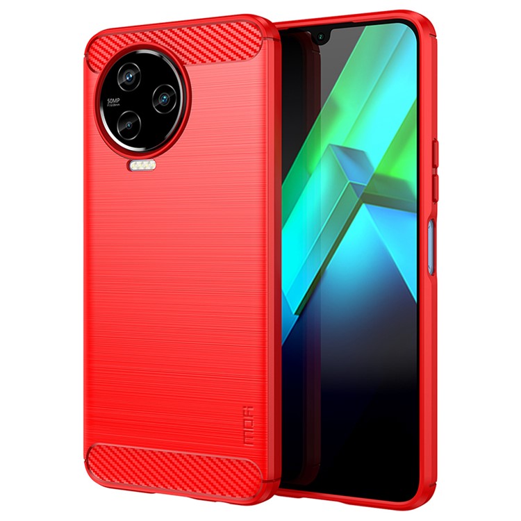 MOFI JK TPU Series-1 Slim Phone Case for Infinix Note 12 Pro 4G / Note 12 (2023) 4G Carbon Fiber Brushed TPU Phone Back Cover - Red