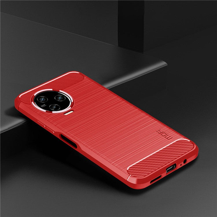 MOFI JK TPU Series-1 Slim Phone Case for Infinix Note 12 Pro 4G / Note 12 (2023) 4G Carbon Fiber Brushed TPU Phone Back Cover - Red
