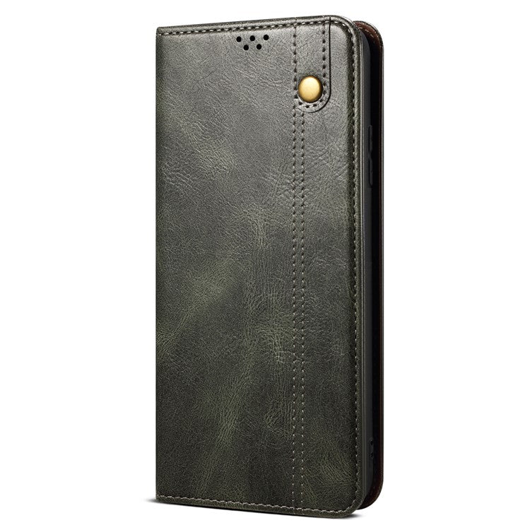 For vivo X90 5G Anti-scratch Phone Wallet Case Stand Waxy Crazy Horse Texture PU Leather Folio Flip Phone Cover - Green