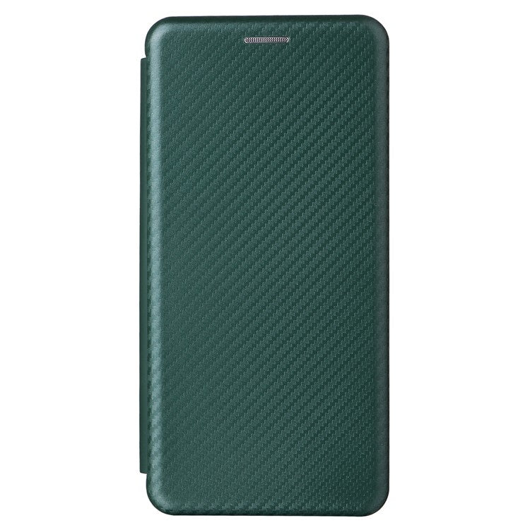 For Google Pixel 7a Carbon Fiber Texture Phone Case Card Slot PU Leather Magnetic Auto-absorbed Stand Cover - Green