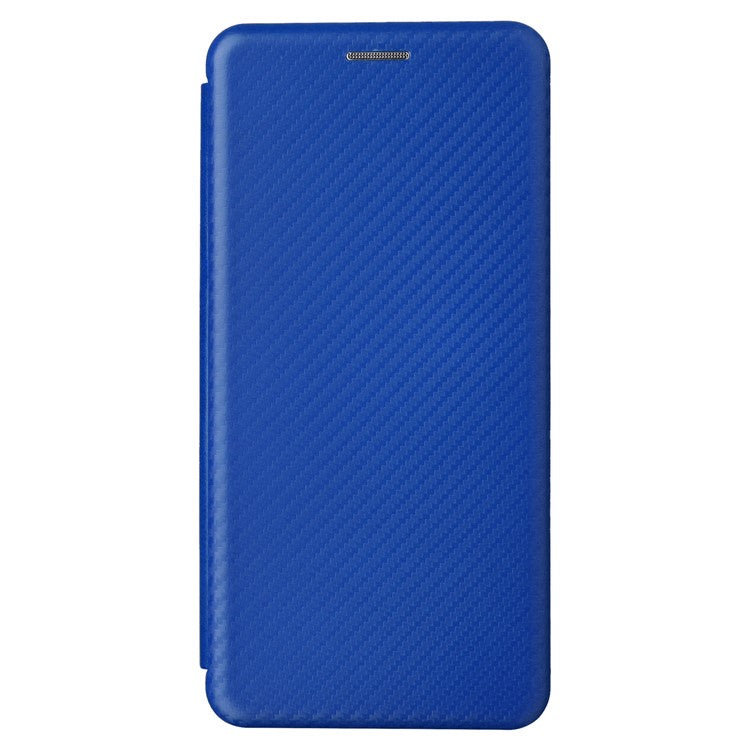 For Google Pixel 7a Carbon Fiber Texture Phone Case Card Slot PU Leather Magnetic Auto-absorbed Stand Cover - Blue