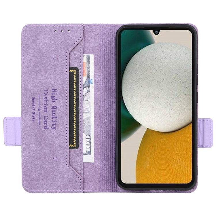 Scratch Proof Phone Cover for Samsung Galaxy A34 5G, Hardware Decor Dual Magnetic Clasp Wallet Foldable Stand PU Leather Phone Case - Purple