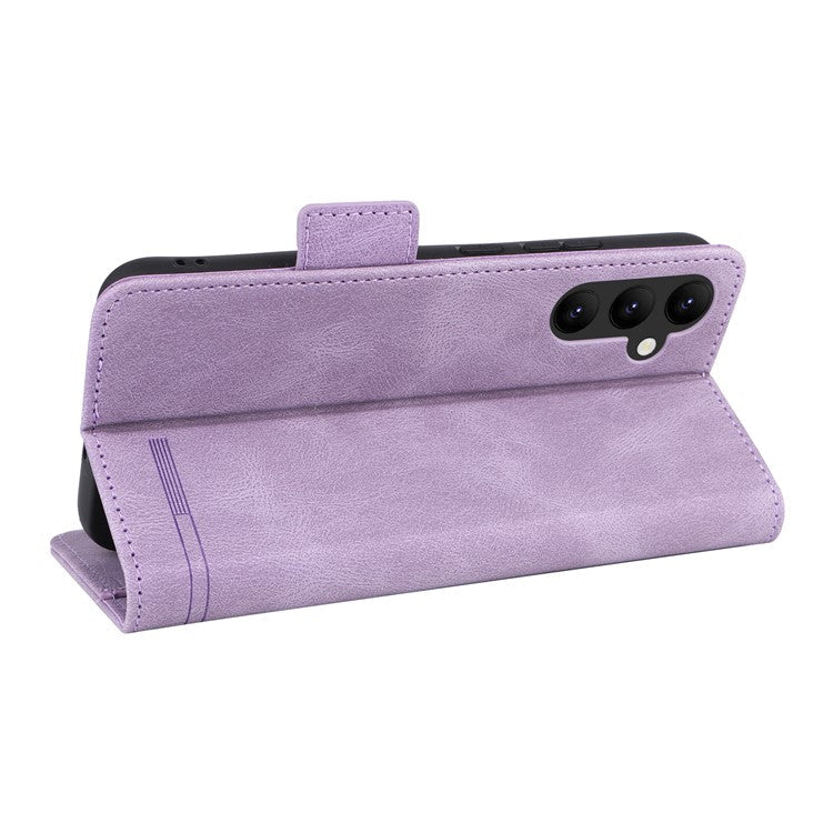 Scratch Proof Phone Cover for Samsung Galaxy A34 5G, Hardware Decor Dual Magnetic Clasp Wallet Foldable Stand PU Leather Phone Case - Purple