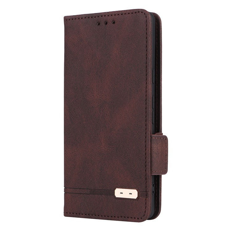 Scratch Proof Phone Cover for Google Pixel 7a, Hardware Decor Dual Magnetic Clasp Wallet Horizontal Stand PU Leather Phone Case - Coffee
