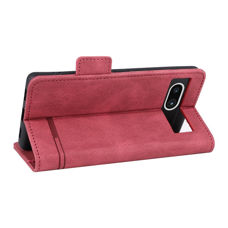 Scratch Proof Phone Cover for Google Pixel 7a, Hardware Decor Dual Magnetic Clasp Wallet Horizontal Stand PU Leather Phone Case - Rose