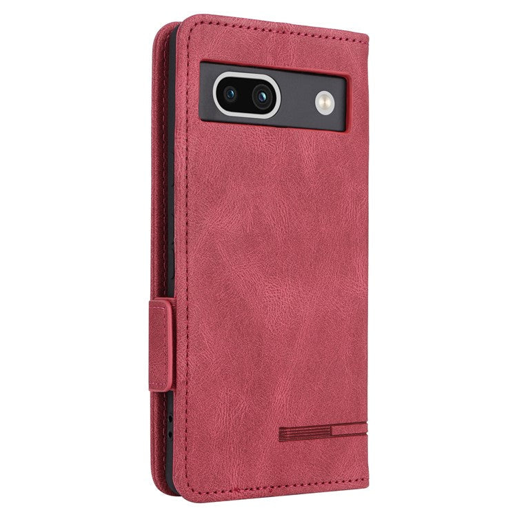 Scratch Proof Phone Cover for Google Pixel 7a, Hardware Decor Dual Magnetic Clasp Wallet Horizontal Stand PU Leather Phone Case - Rose
