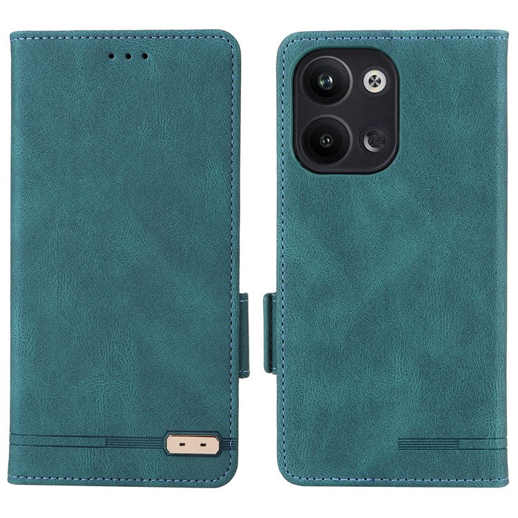 Scratch Proof Phone Cover for Oppo Reno9 5G / Reno9 Pro 5G, Hardware Decor Dual Magnetic Clasp Wallet Hands-free Stand PU Leather Phone Case - Blue