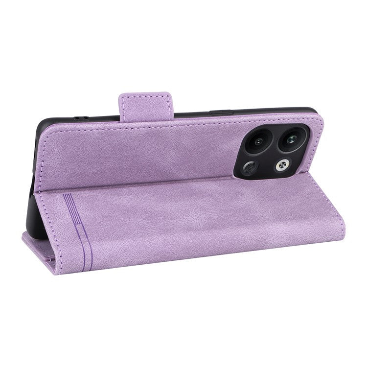 Scratch Proof Phone Cover for Oppo Reno9 5G / Reno9 Pro 5G, Hardware Decor Dual Magnetic Clasp Wallet Hands-free Stand PU Leather Phone Case - Purple