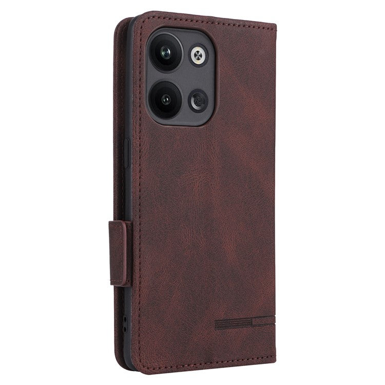 Scratch Proof Phone Cover for Oppo Reno9 5G / Reno9 Pro 5G, Hardware Decor Dual Magnetic Clasp Wallet Hands-free Stand PU Leather Phone Case - Coffee