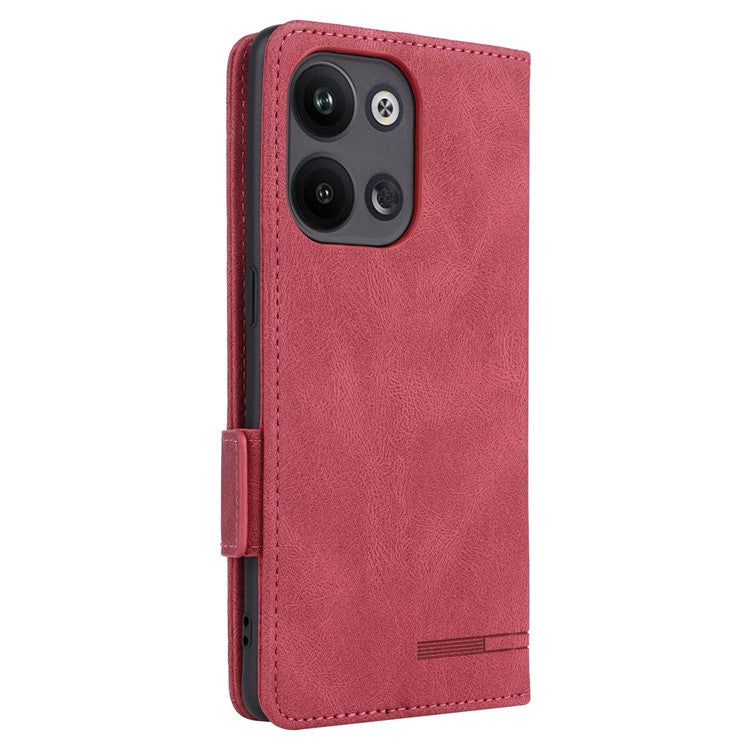 Scratch Proof Phone Cover for Oppo Reno9 5G / Reno9 Pro 5G, Hardware Decor Dual Magnetic Clasp Wallet Hands-free Stand PU Leather Phone Case - Rose