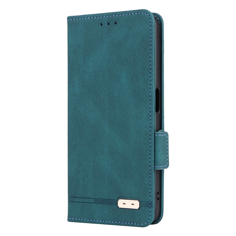 Shockproof Phone Cover for Oppo A58 5G, Hardware Decor Dual Magnetic Clasp Wallet Hands-free Stand PU Leather Phone Case - Blue