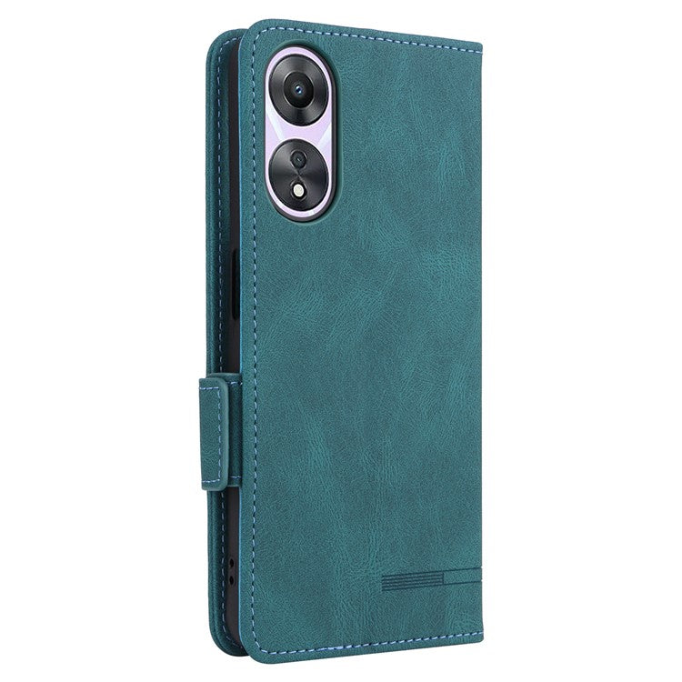 Shockproof Phone Cover for Oppo A58 5G, Hardware Decor Dual Magnetic Clasp Wallet Hands-free Stand PU Leather Phone Case - Blue