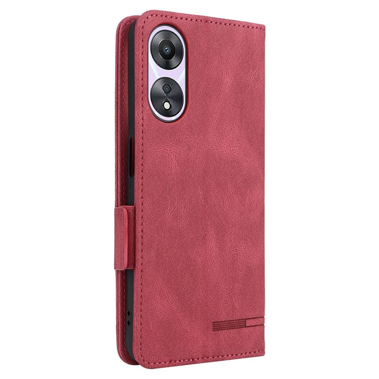 Shockproof Phone Cover for Oppo A58 5G, Hardware Decor Dual Magnetic Clasp Wallet Hands-free Stand PU Leather Phone Case - Rose