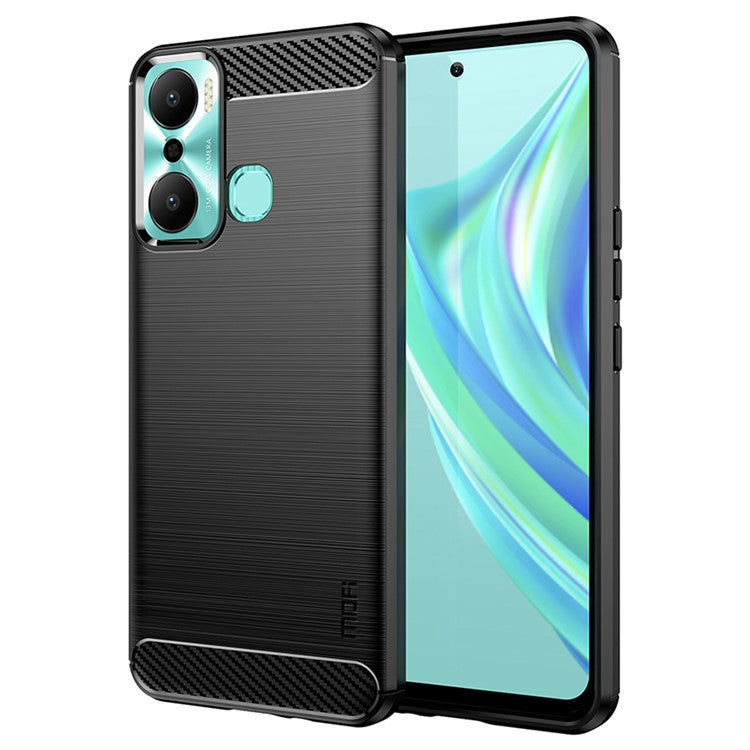 MOFI JK TPU Series-1 for Infinix Hot 20 Play 4G Carbon Fiber Brushed TPU Smartphone Case  Phone Back Cover - Black