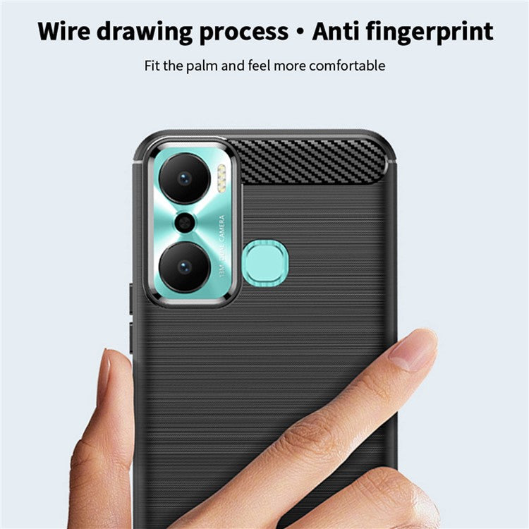 MOFI JK TPU Series-1 for Infinix Hot 20 Play 4G Carbon Fiber Brushed TPU Smartphone Case Phone Back Cover - Red