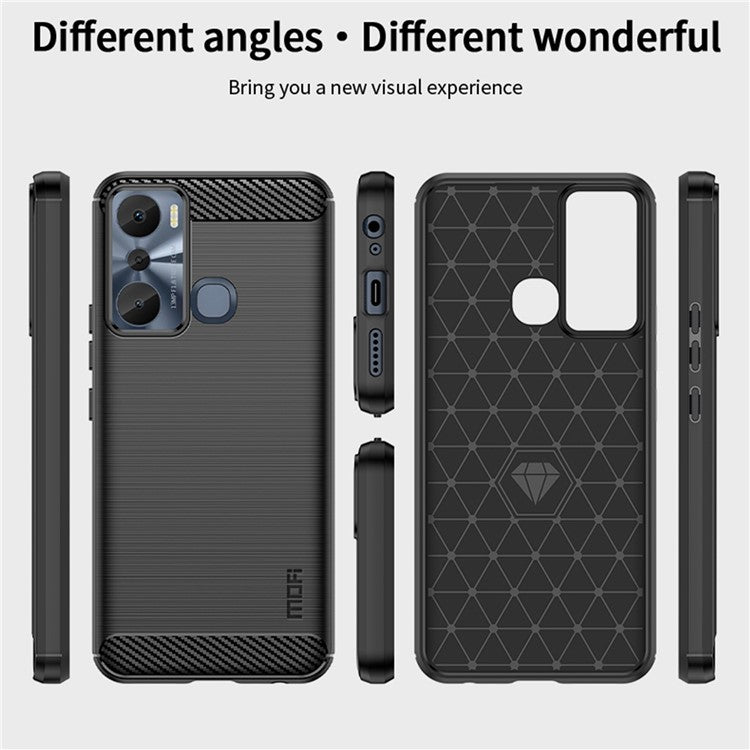 MOFI JK TPU Series-1 for Infinix Hot 20i 4G / x665e Carbon Fiber Brushed TPU Phone Back Cover Slim Phone Case - Red
