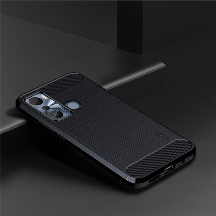 MOFI JK TPU Series-1 for Infinix Hot 20i 4G / x665e Carbon Fiber Brushed TPU Phone Back Cover Slim Phone Case - Blue