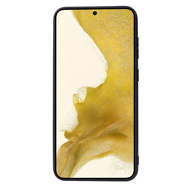 For Samsung Galaxy S23 Textured PU Leather Hybrid Slim Case Soft TPU Hard PC Protective Phone COVER with Ultra Fibrillar Lining - Leopard