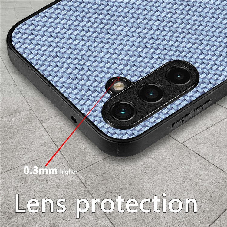 Anti-scratch Phone Case For Samsung Galaxy A14 5G / A14 4G Carbon Fiber Texture PU Leather Coated Soft TPU Anti-fall Phone Cover - Black