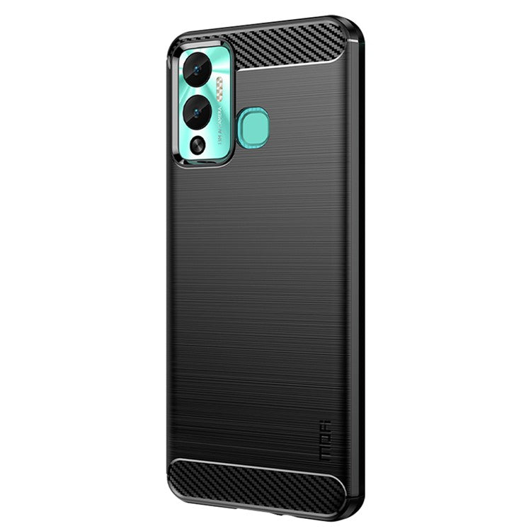 MOFI JK TPU Series-1 Smartphone Case for Infinix Hot 12 Play 4G / Hot 12 Play NFC 4G Carbon Fiber Brushed TPU Back Cover - Black